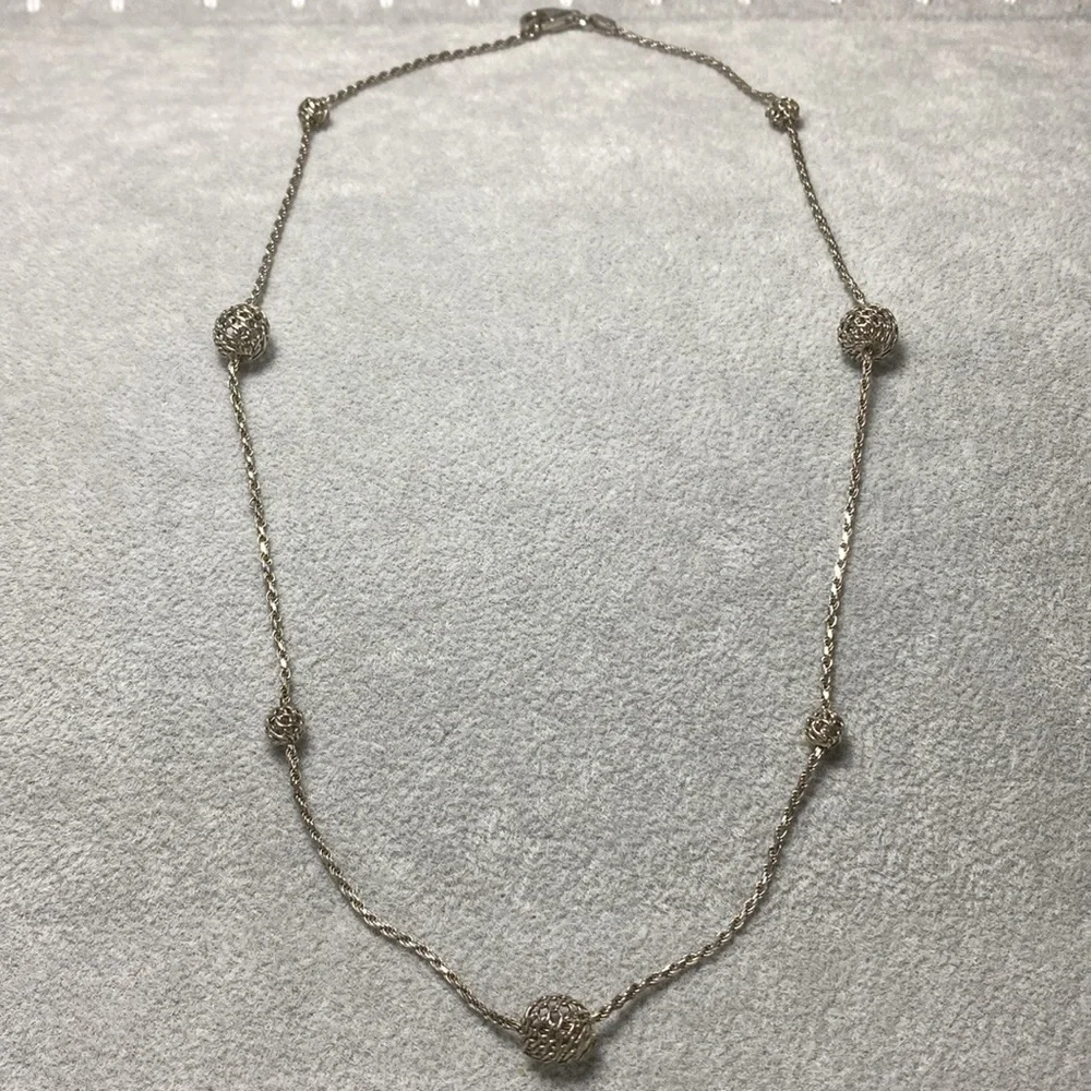 Sterling Silver Italian Woven Ball Chain Necklace 17” 925
